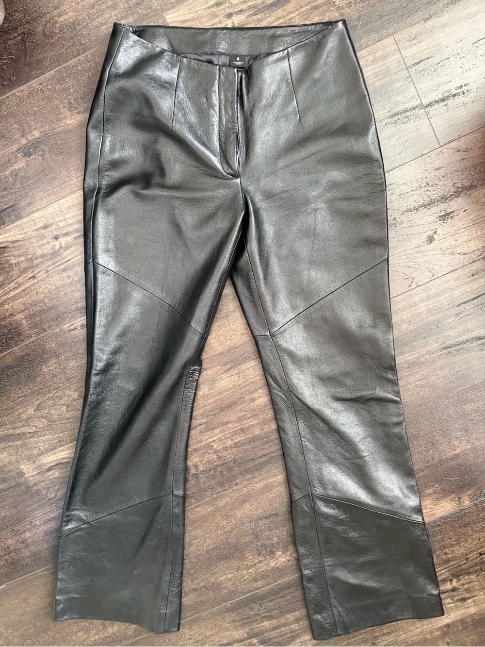 Black Genuine Leather Pants Butter Soft Cropped Moto Slim Size 4
